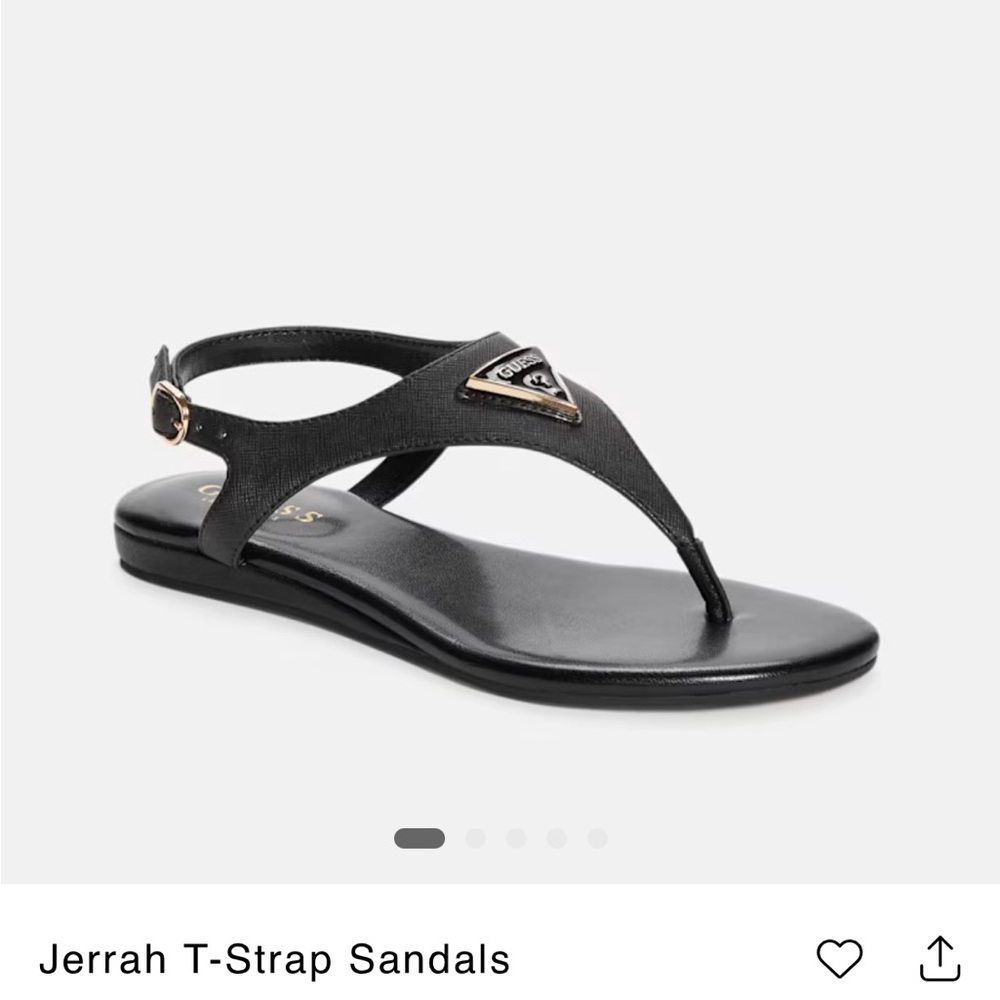 Guess Jerrah Black T-Strap Sandals